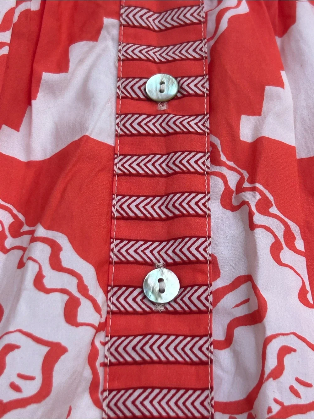Oliphant Button Front Tiered Midi Skirt in Asterias Red Medium